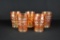 Five Fenton Carnival Glass “Apple Tree” Marigold 4” Tumblers