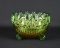 Northwood Carnival Glass “Wild Rose” & “Standard Ray” Green 5” Footed Bowl, Marked