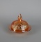 Jeannette Carnival Glass “Iris & Herringbone” 5.75” Marigold Round Butter Dish