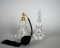 Lot of Two Vintage Clear Glass Perfume Bottles w/ Stopper & Atomizer