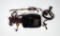 Antique Catholic Rosary Beads with 830 Silver Prayer and Saints Booklet, Storage Pouch