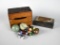 Lot of 2 Vintage Boxes with Marbles, Alabaster Balls, Cloisonne Balls, Etc