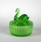 Swan Green Depression Glass Powder Box