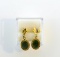 14K Gold and Jade Oval Disk Earrings