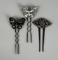 Lot of Three Hematite or Rhinestone Encrusted Hair Clips