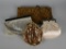 Lot of Four Gold to Cream Clutches & Small Frame Purses: Calvin Klein, Jessica McClintock, & Others