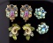 Three Pairs of Weiss or Florenza Fancy Rhinestone Clip Earrings