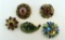 Five Lovely Vintage Costume Pins