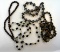 Four Black  Brown Sepia Glass Bead Necklaces