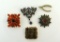 Five Handsome Vintage Costume Pins