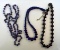 Three Iridescent Purple or Crimson Glass Bead Necklaces