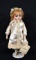 L Bro Original Designs French 11” Porcelain Bisque Doll w/ Doll Stand, 1992
