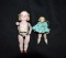 Lot of Two Antique German Porcelain & Jointed Miniature Dolls