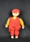 Vintage Hubao 10” Doll in Overalls & Cap