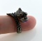 Vintage Sterling Silver Fish Ring with Amethyst in Mouth & Red Stone Eyes, Size 7.5
