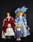 Lot of Four Porcelain & Soft Body Dolls w/ Wooden Doll Chair: Goebel & Dynasty Dolls