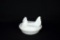 Vintage Milk Glass Hen on Diamond Nest Covered Dish w/ Beaded Rim