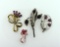 Lot of Four Sterling Silver Brooch Pins
