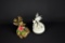 Lot of Two Round Bird Themed Ceramic Music Boxes