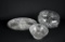 Lot of Three Clear Glass & Crystal Serving Pieces: Two Bowls & Oval Divided Tray