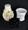 Lot of Two Contemporary Decorative Earthenware Pieces: Vase & Trash Bin
