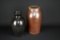 Two Antique So. Car Slip Glazed Pots, Dark one in Iron Slip Glazed
