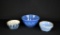 Lot of Three Antique Small Blue Bowls