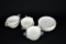 Aynsley Thirteen Piece Bone China White Swirl Cream Soup Loving Cups & Saucers