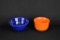 Vintage Lot of One Blue & One Orange Earthenware Bowls, Like Fiesta