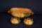 Roseville USA “Clematis” Console Bowl w/ Matching Candle Holders