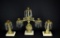 Brass & Crystal Prism Mantle Garniture Set with Alabaster Bases