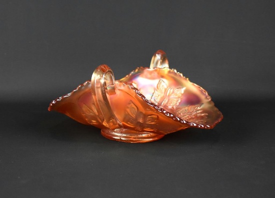 Fenton Carnival Glass “Butterflies” Marigold Bonbon