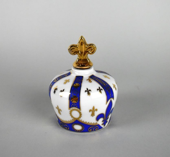 Vintage Limoges Sempe Blue Fleur Porcelain Crown Armagna Minia Bottle