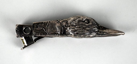 Vintage Silver Plate Duck Head Cigar Cutter