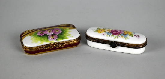 Two Limoges Porcelain Hand Painted Trinket Boxes