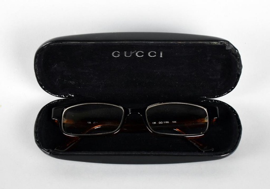 Pair of Gucci Eyeglasses and Black Leather Case