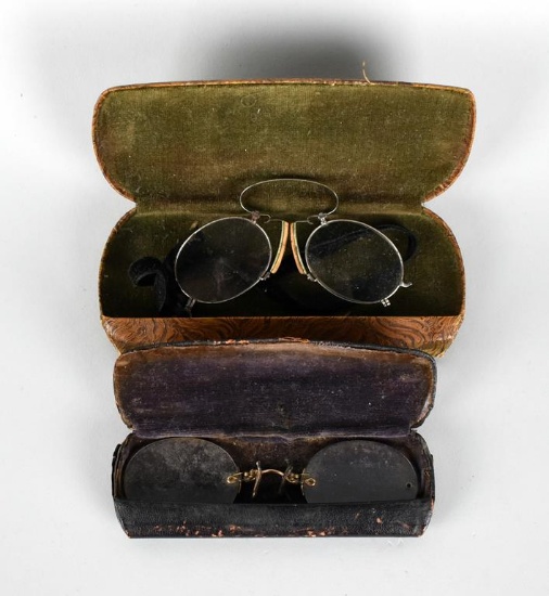 Two Antique Pince Nez Spectacles with Cases