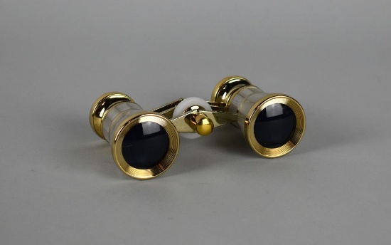 Pair of Selsi 3X  Mother of Pearl & Brass Frame Opera Glasses