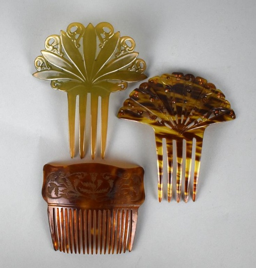 Lot of Three Antique / Vintage Hair Combs