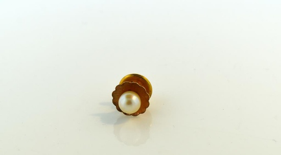14K Gold and Pearl Lapel / Scarf Pin