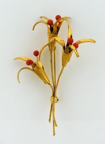 Vendome Coral Beaded 3” Pin