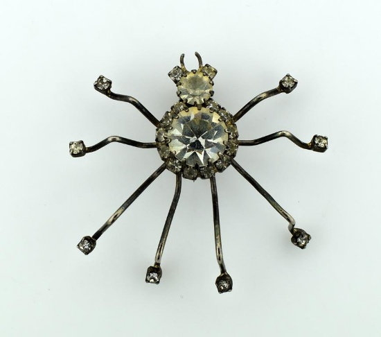 Vintage Rhinestone Spider Pin