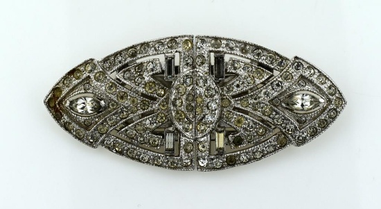 Unusual Antique Rhinestone Shoe Buckle Brooch Pin