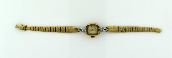 Vintage Bulova 33 Ladies Watch, Gold Filled & Diamond Case & Gold Filled Bracelet