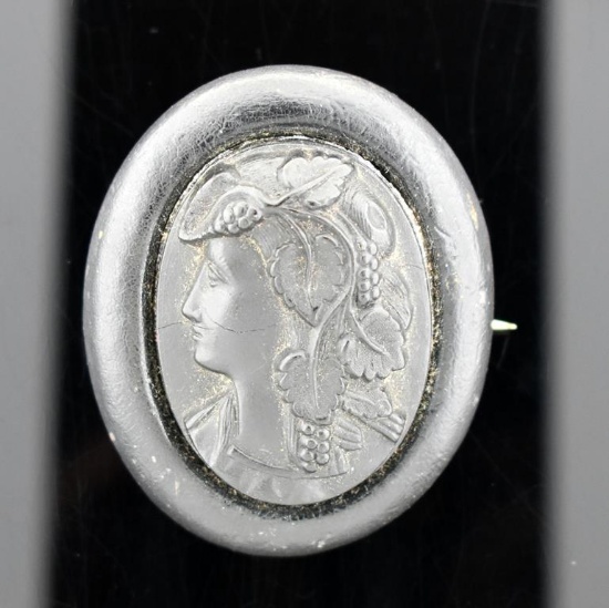 Antique 19th C. Black Jet Victorian Mourning Cameo Pin