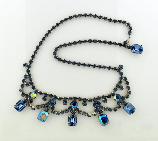 Weiss Iridescent Blue Rhinestone Necklace