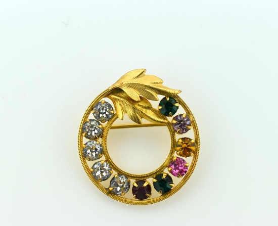 Vintage Gold Filled Mother's Pin, Stones are Glass