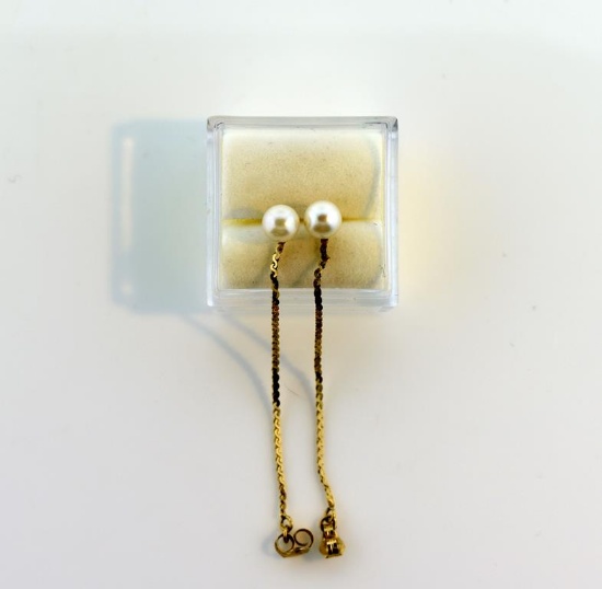 14K Gold and Pearl Earrings