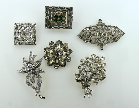 Lot of Antique / Vintage Rhinestone Pins / Pendants