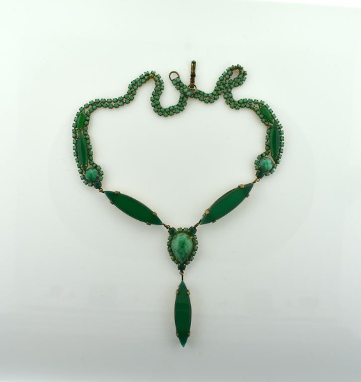 Opaque Green Stone Cocktail Necklace